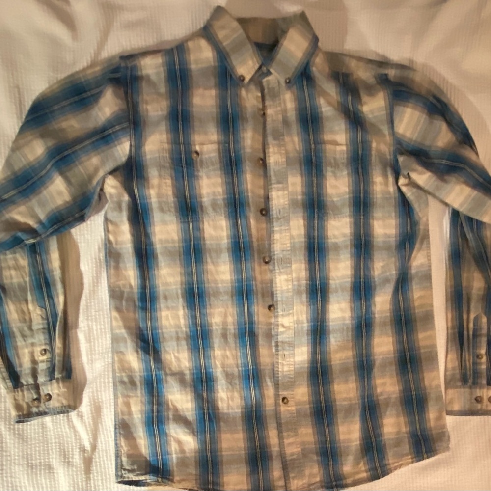 Windriver Blue Plaid Button-up Long Sleeve Casual Shirt XLT